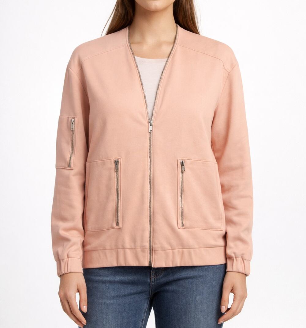 Tiger of Sweden Imani Bomber Jacket Zip Front Utility Style Blush Pink